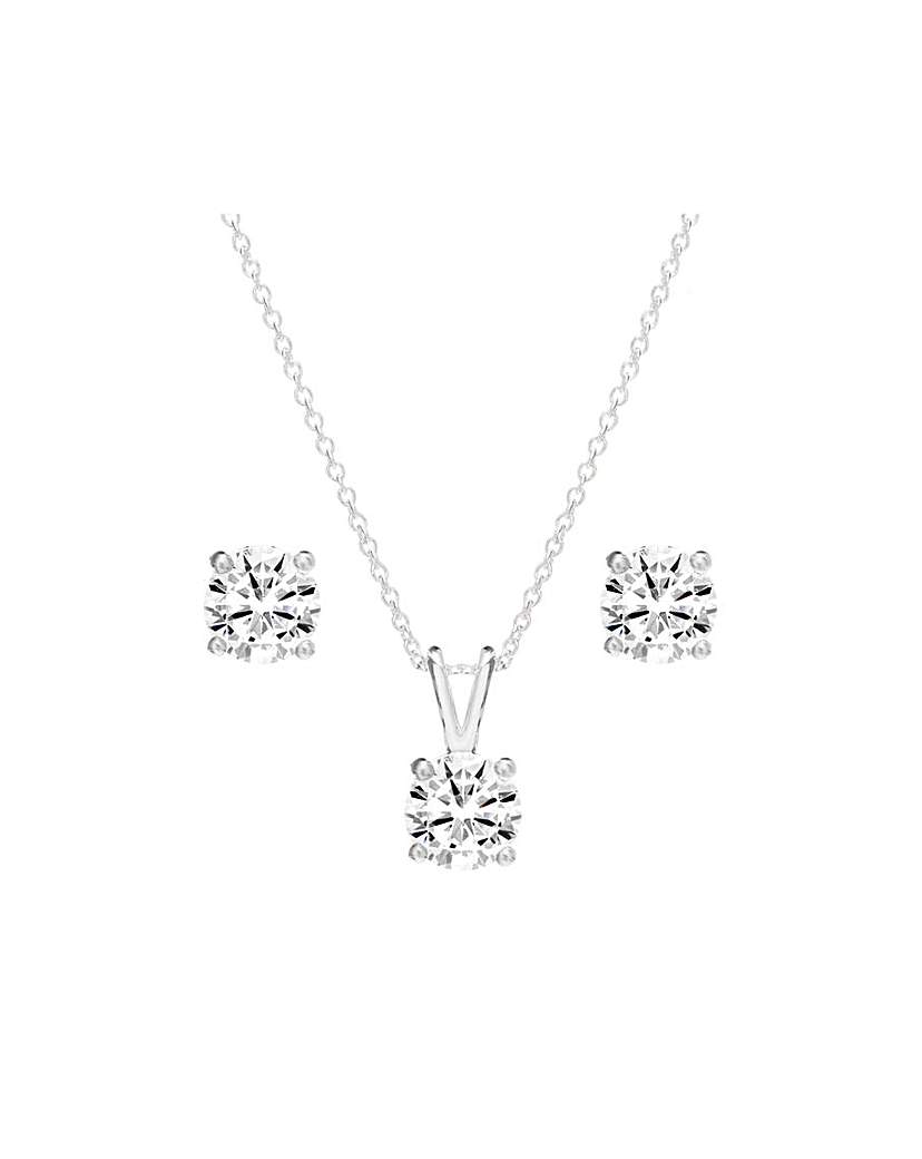 Simply Silver Round Necklace Earring Set