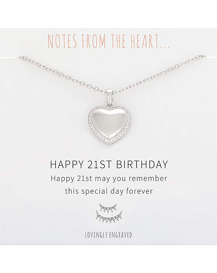 Happy 21st Birthday Heart Pendant