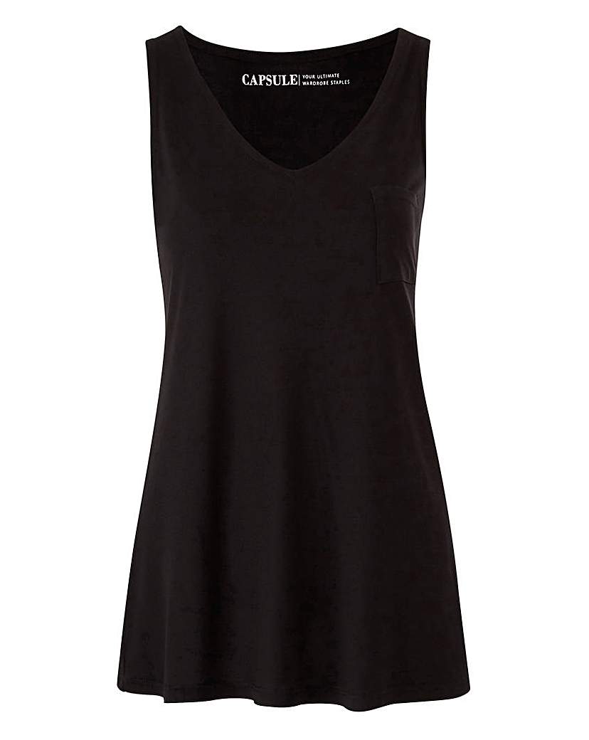Black Pocket V-neck Jersey Vest Black Pocket V-neck Jersey Vest