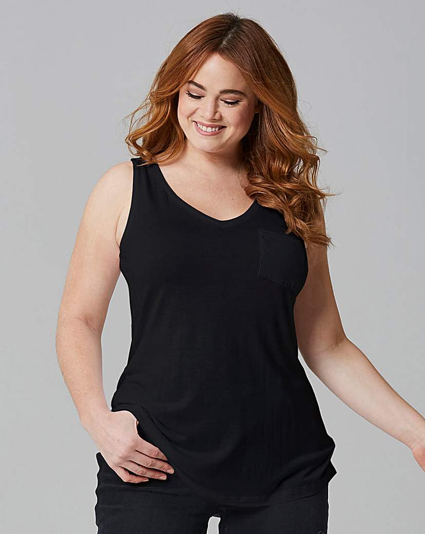 Black Pocket V-neck Jersey Vest Black Pocket V-neck Jersey Vest