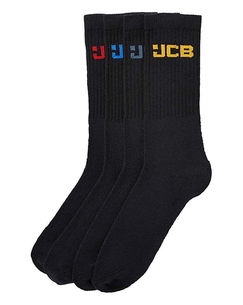 JCB Pack of 4 Crew Logo Socks JCB Pack of 4 Crew Logo Socks