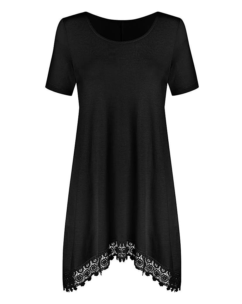 Crochet Trim Shaped Hem Top Crochet Trim Shaped Hem Top