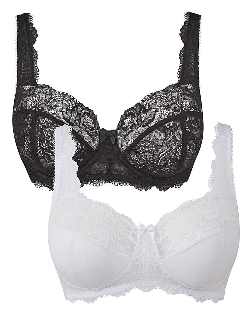 2 Pack Ella Full Cup Black/White Bras 2 Pack Ella Full Cup Black/White Bras