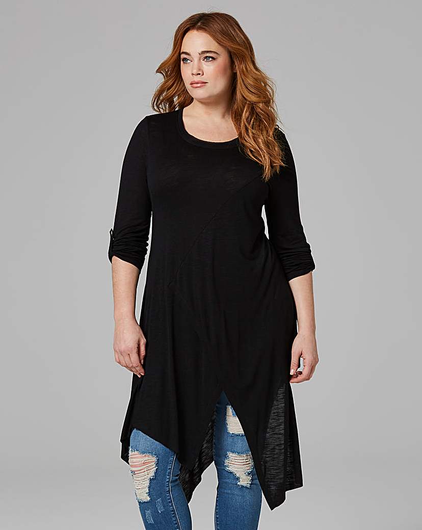 Black Asymmetric Wrap Detail Tunic Black Asymmetric Wrap Detail Tunic