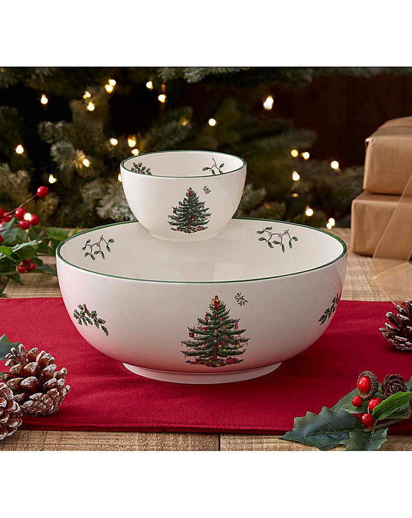 Spode Christmas Tree Tiered Chip and Dip