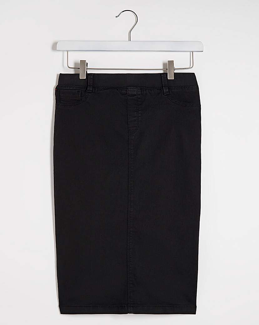 Amber Black Pull-On Denim Tube Skirt