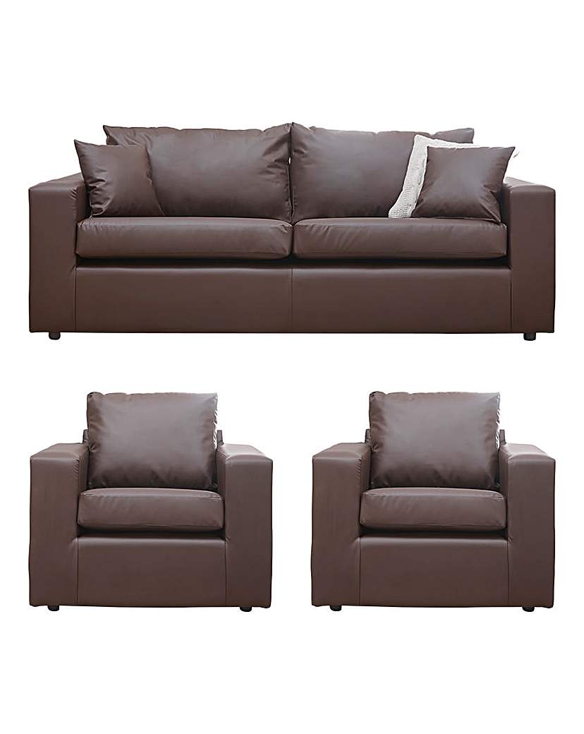 Faux Leather 3 seater sofa plus 2 chairs Faux Leather 3 seater sofa plus 2 chairs