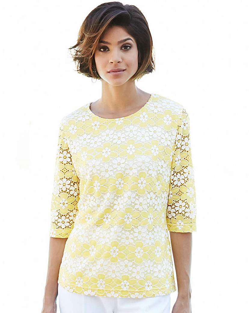 Lace Detail Jersey Top Triveo