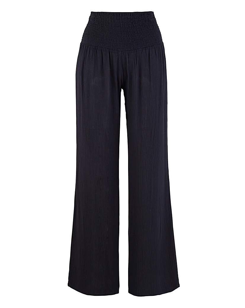 navy crinkle trousers