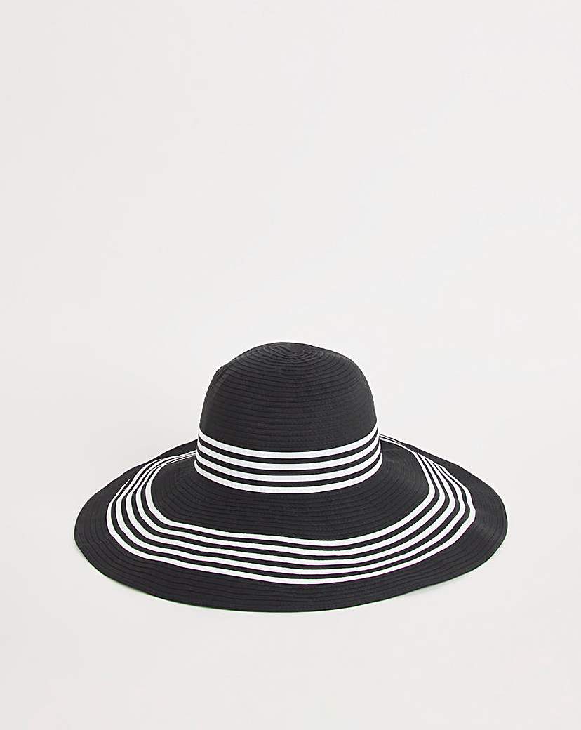 Black Wide Brim Stripe Detail Hat
