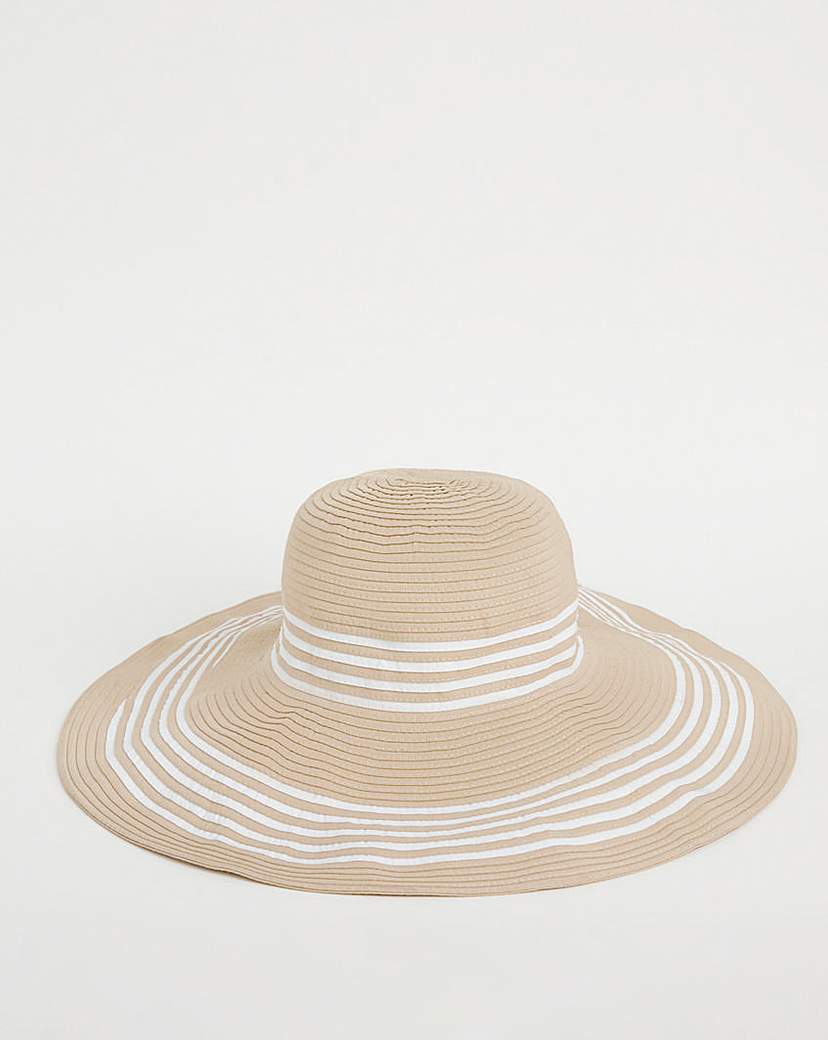 Natural Wide Brim Stripe Detail Hat