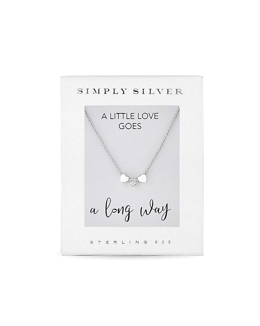Simply Silver White Triple Heart Pendant