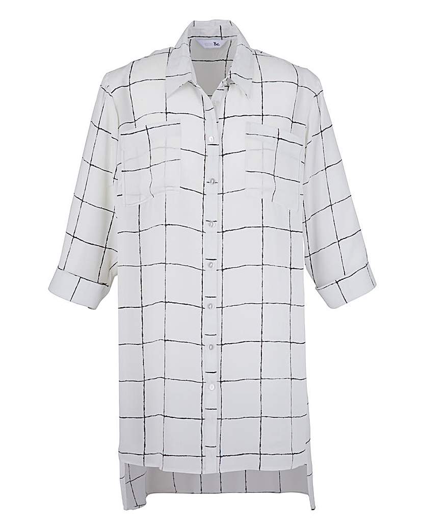 White Check Longline Blouse White Check Longline Blouse
