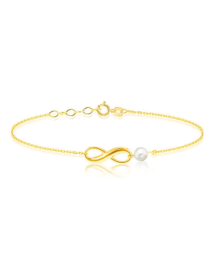 9CT Gold Infinity Bracelet With Pearl
