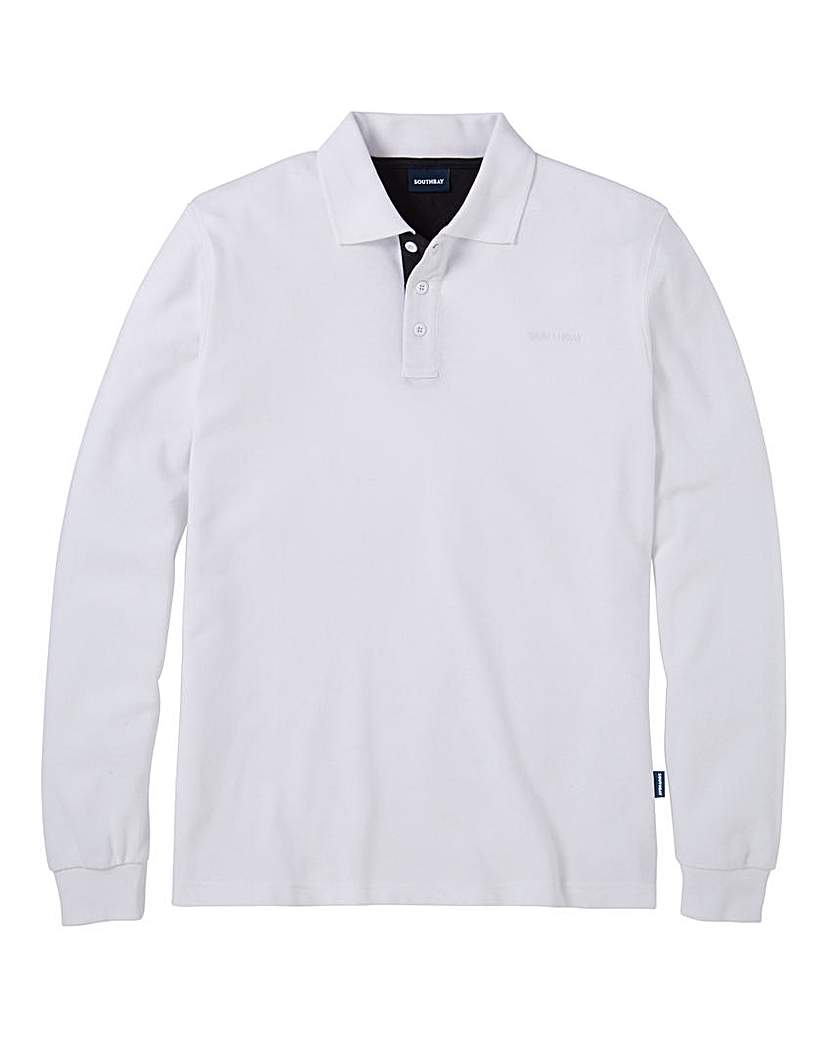 Southbay Unisex L/S White Pique Polo Southbay Unisex L/S White Pique Polo