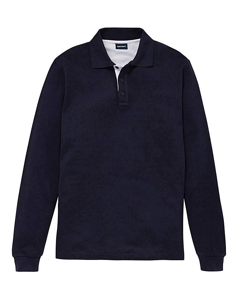 Southbay Unisex L/S Navy Pique Polo Southbay Unisex L/S Navy Pique Polo