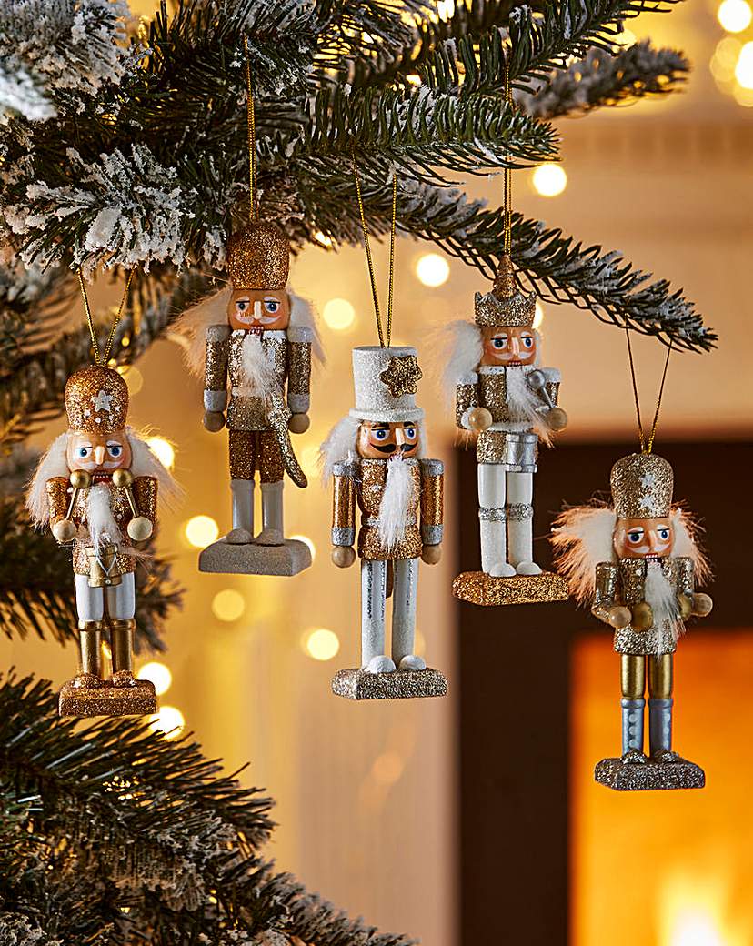 Set of 5 Golden Nutcracker Figurines Set of 5 Golden Nutcracker Figurines