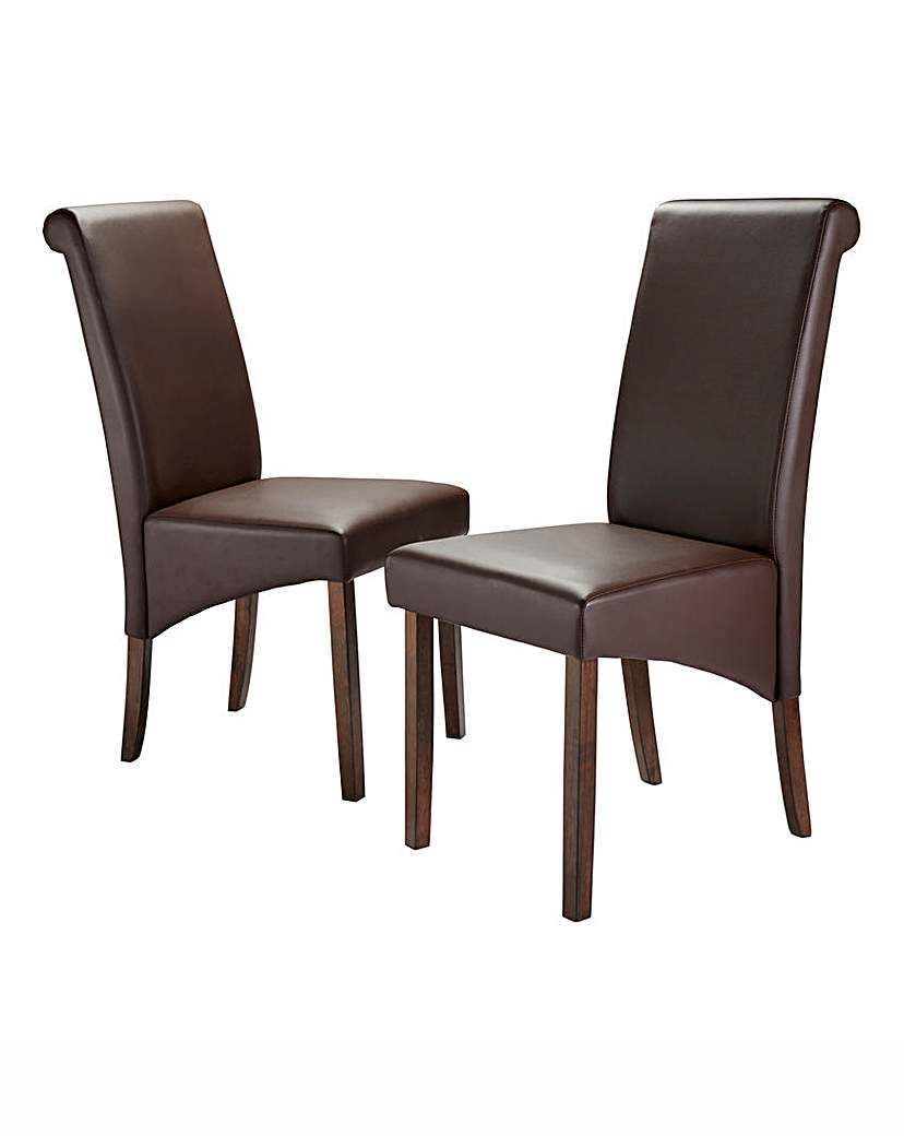 Siena Faux Leather Pair of Dining Chairs Siena Faux Leather Pair of Dining Chairs