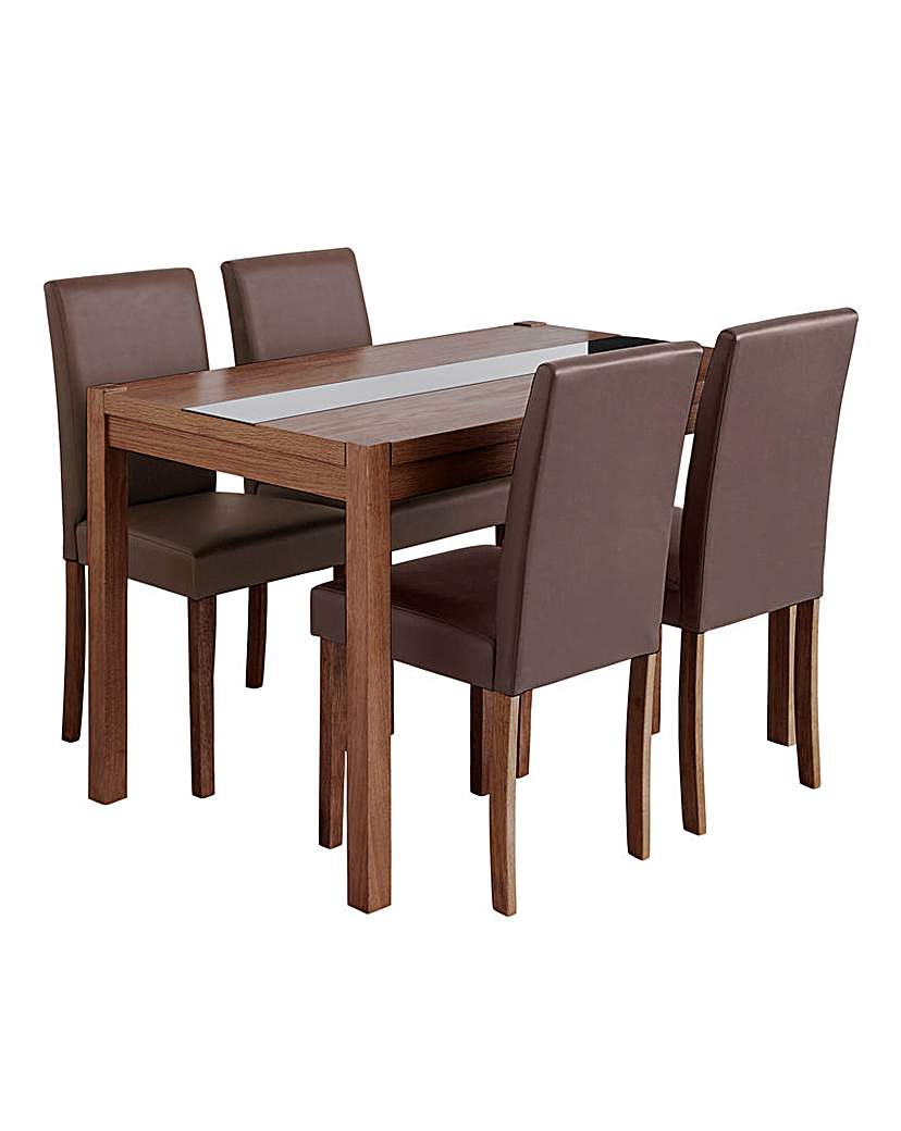 Oakham Glass Panel Table 4 Mia Chairs Oakham Glass Panel Table 4 Mia Chairs