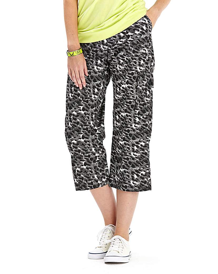 Animal Print Cropped Combat Trousers | Zoompoint
