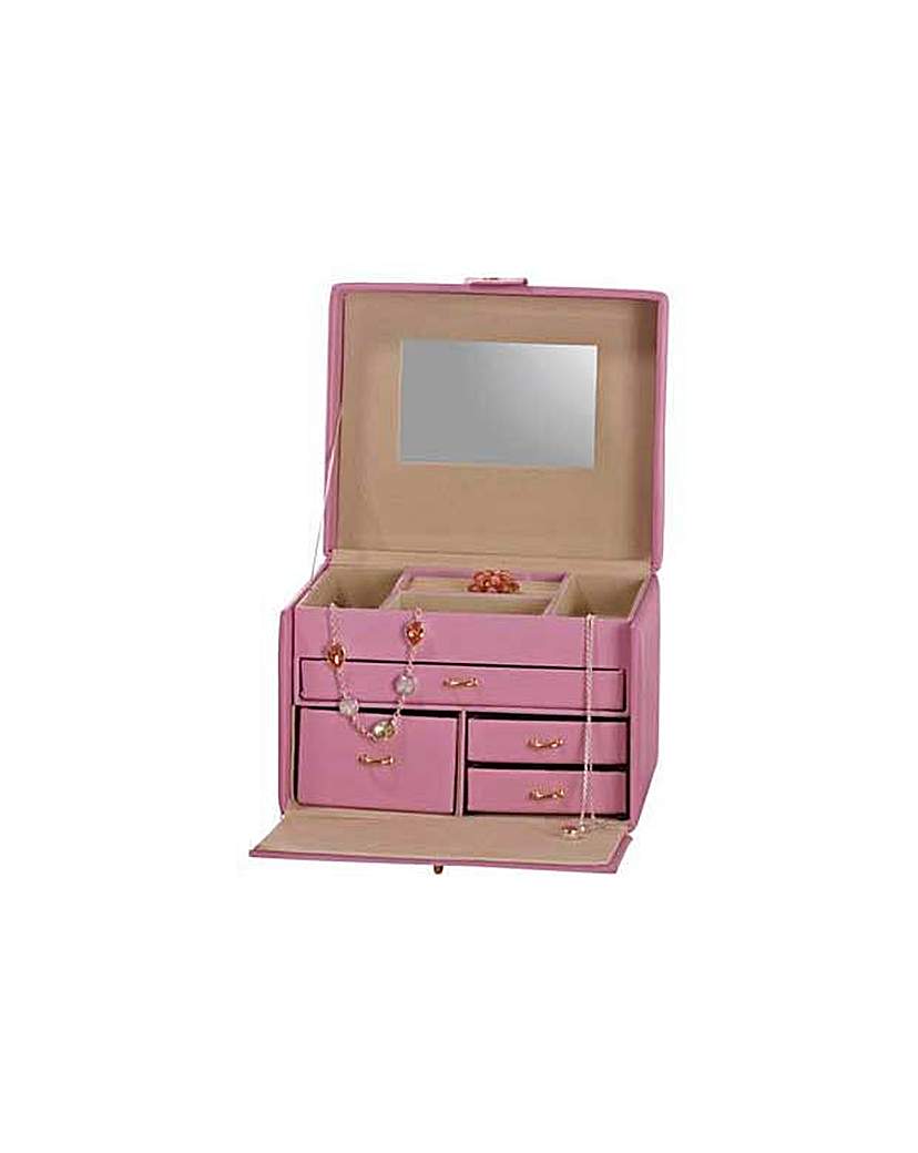 Small Four Drawer Pink Jewellery Box. Small Four Drawer Pink Jewellery Box.