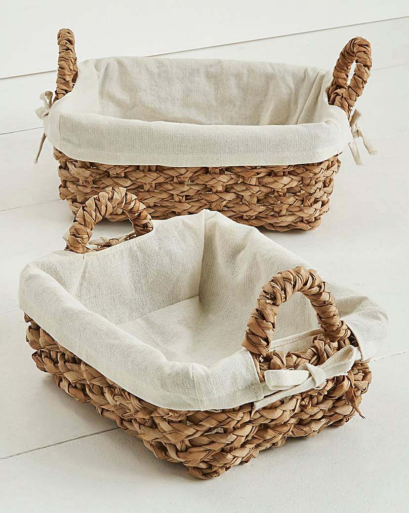 Chunky Rush Set of 2 Baskets with Lining Chunky Rush Set of 2 Baskets with Lining