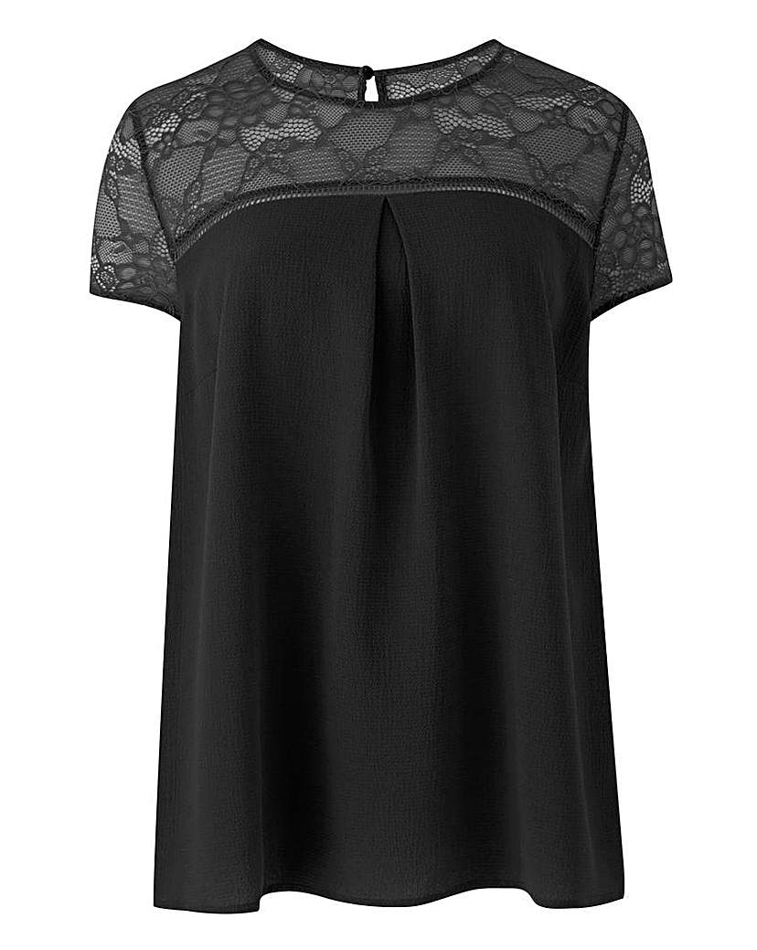 Lace Yoke Blouse With Ladder Insert Lace Yoke Blouse With Ladder Insert