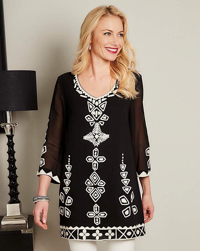 Joanna Hope Petite Embroidered Tunic Joanna Hope Petite Embroidered Tunic