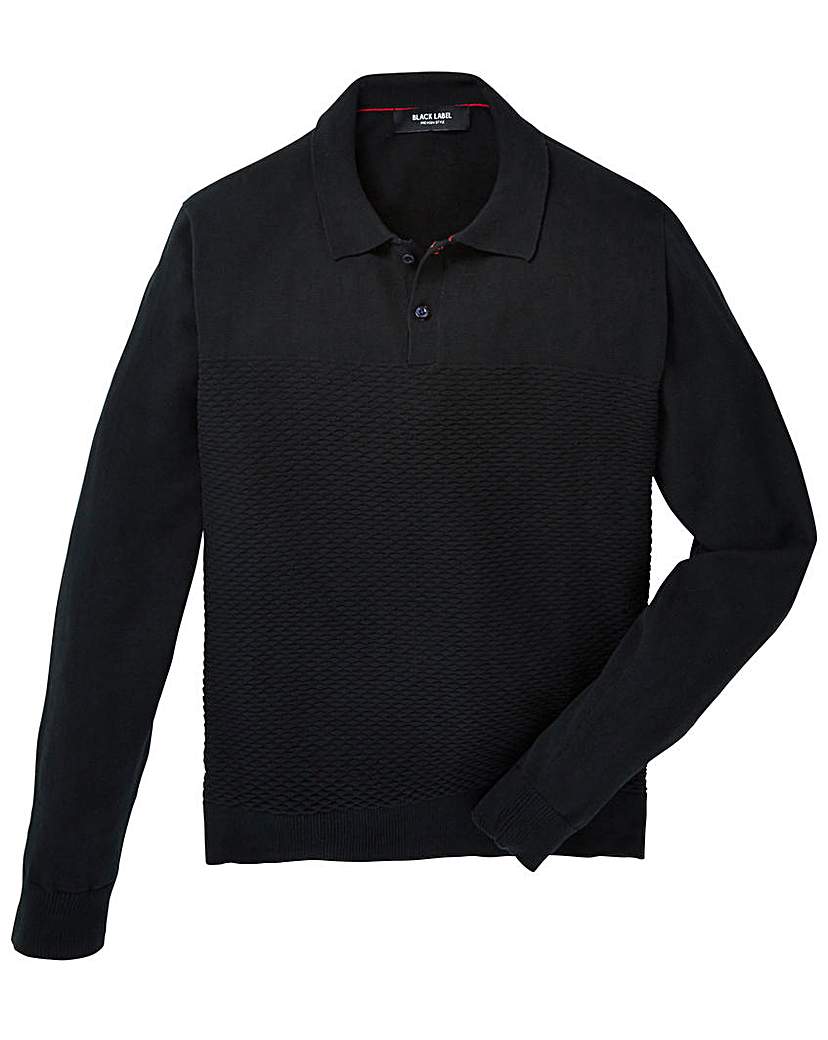 Black Label Textured Stitch Knit Polo Black Label Textured Stitch Knit Polo