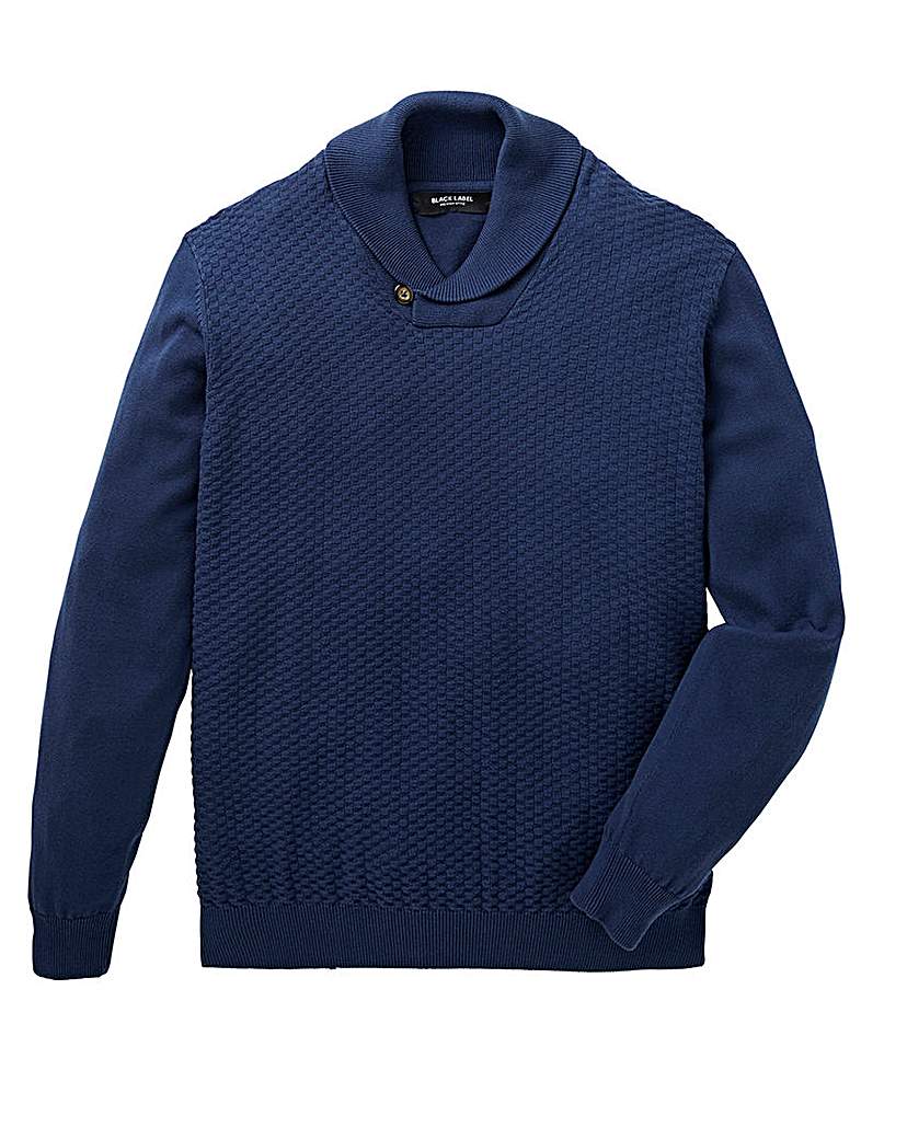 Black Label Shawl Neck Fine Knit Regular Black Label Shawl Neck Fine Knit Regular