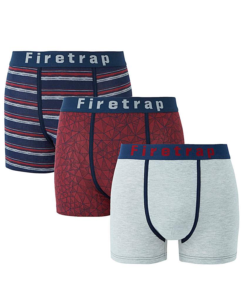 Firetrap Pack Of 3 Mixed Pattern Boxers Firetrap Pack Of 3 Mixed Pattern Boxers