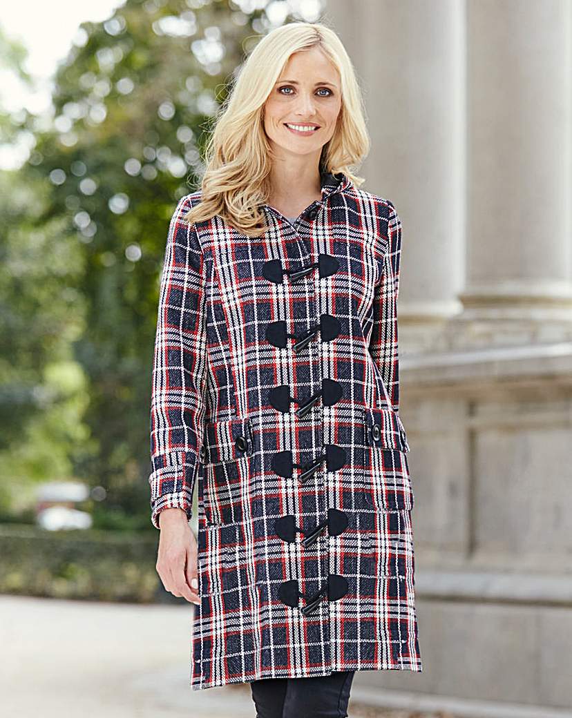 Navy/Red Check Duffle Coat Length 37in Navy/Red Check Duffle Coat Length 37in