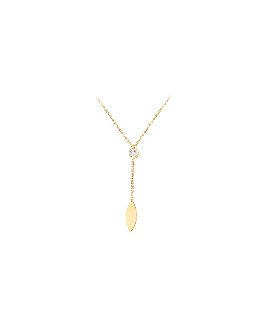 9ct Gold CZ Drop Leaf Necklace