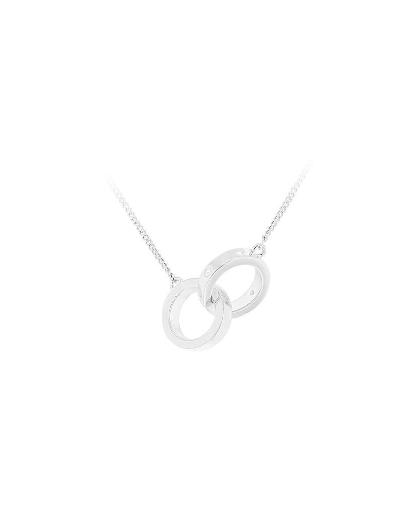 Sterling Silver CZ Linked-Rings Necklace