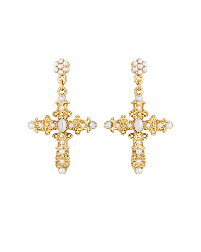 Lipsy Gold Plated Cross Earrings
