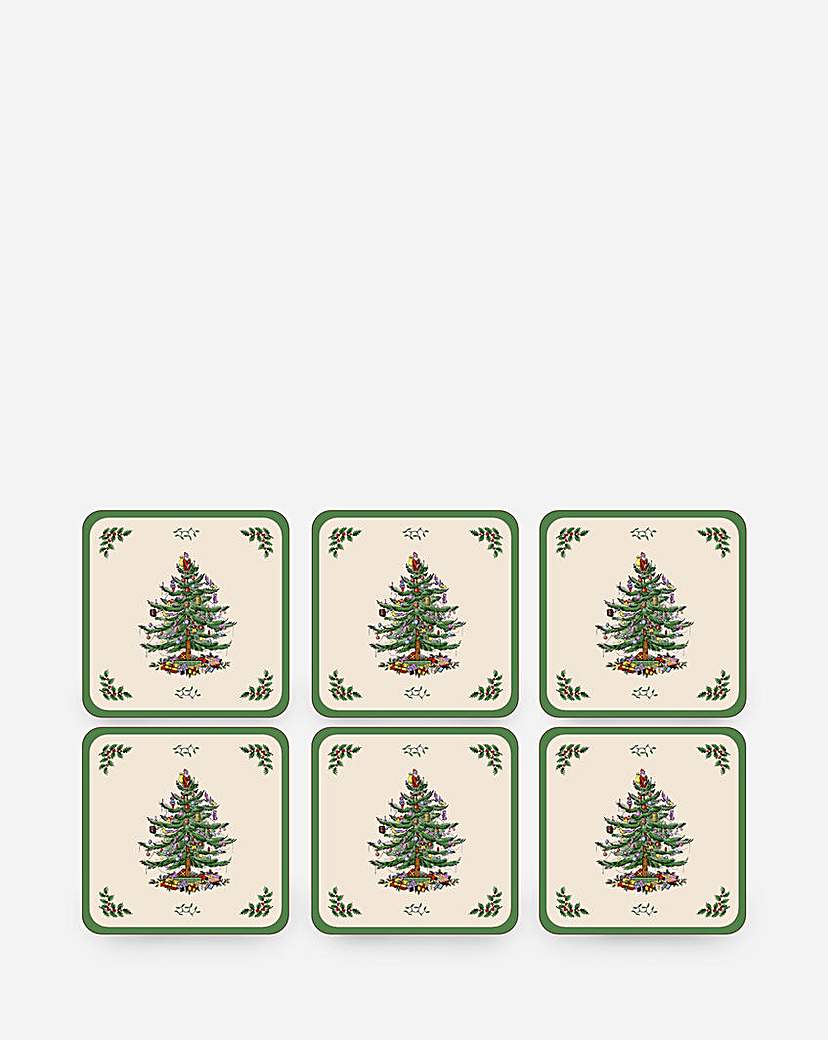 Spode Christmas Tree Coasters Set of 6
