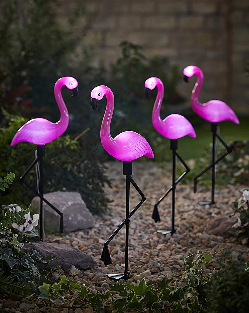 Set of 4 Solar Flamingo Lights Set of 4 Solar Flamingo Lights