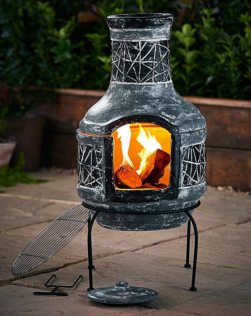 La Hacienda 2pc Clay Chimenea with Grill La Hacienda 2pc Clay Chimenea with Grill