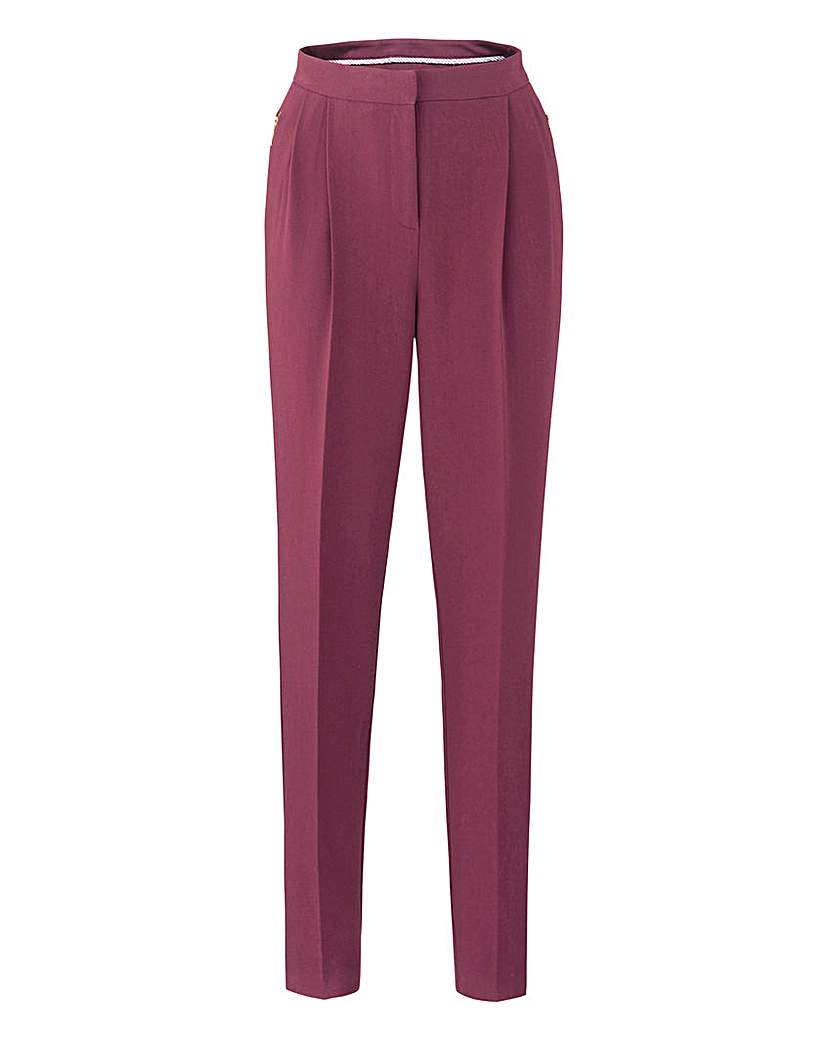 Crepe Peg Zip Stretch Trousers - Short Crepe Peg Zip Stretch Trousers - Short