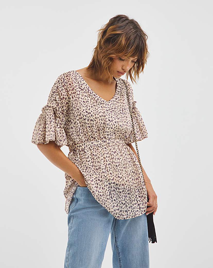 Jo Printed Fluted Sleeve Blouse
