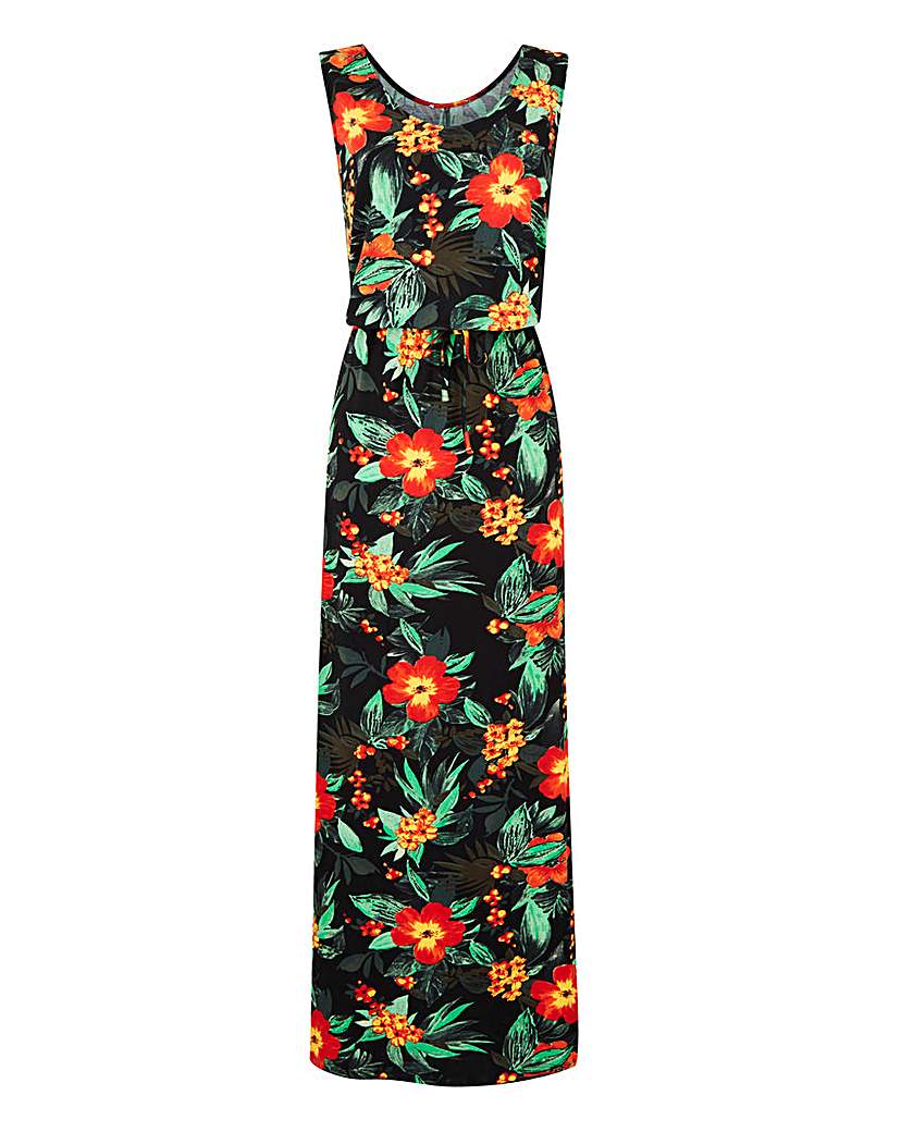 Black Tropical Print Maxi Dress Black Tropical Print Maxi Dress