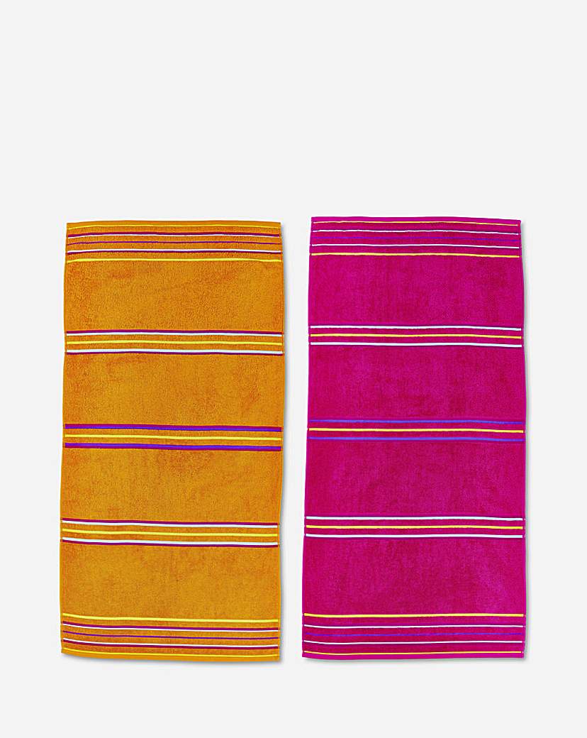 Rainbow Beach Towel Pair - Pink & Orange