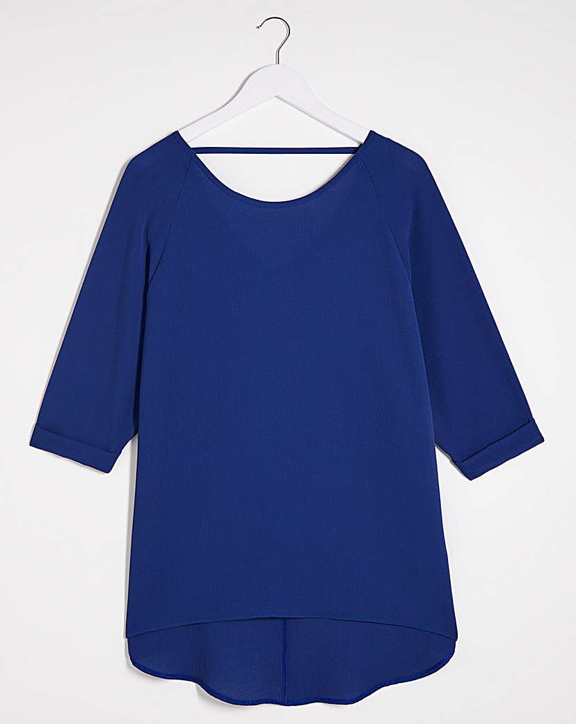 Blue Dipped Back Cocoon Tunic