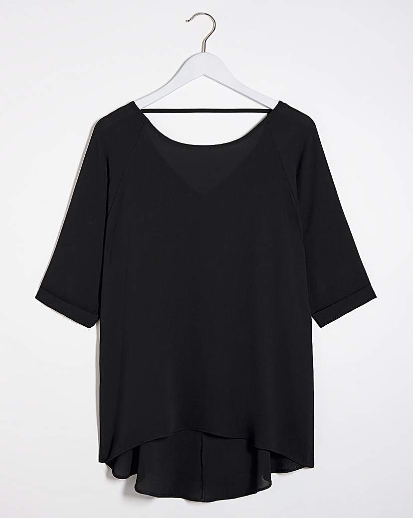 Black Dipped Back Cocoon Tunic