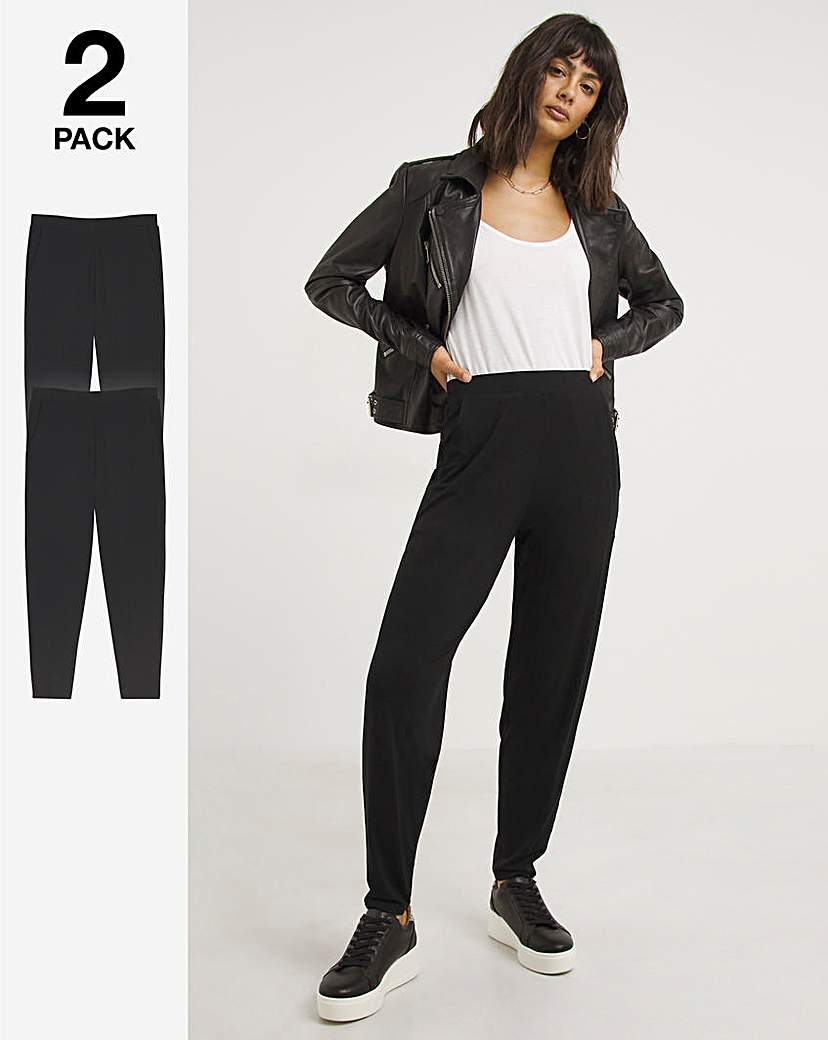 2 Pack Pull On Tapered Trousers