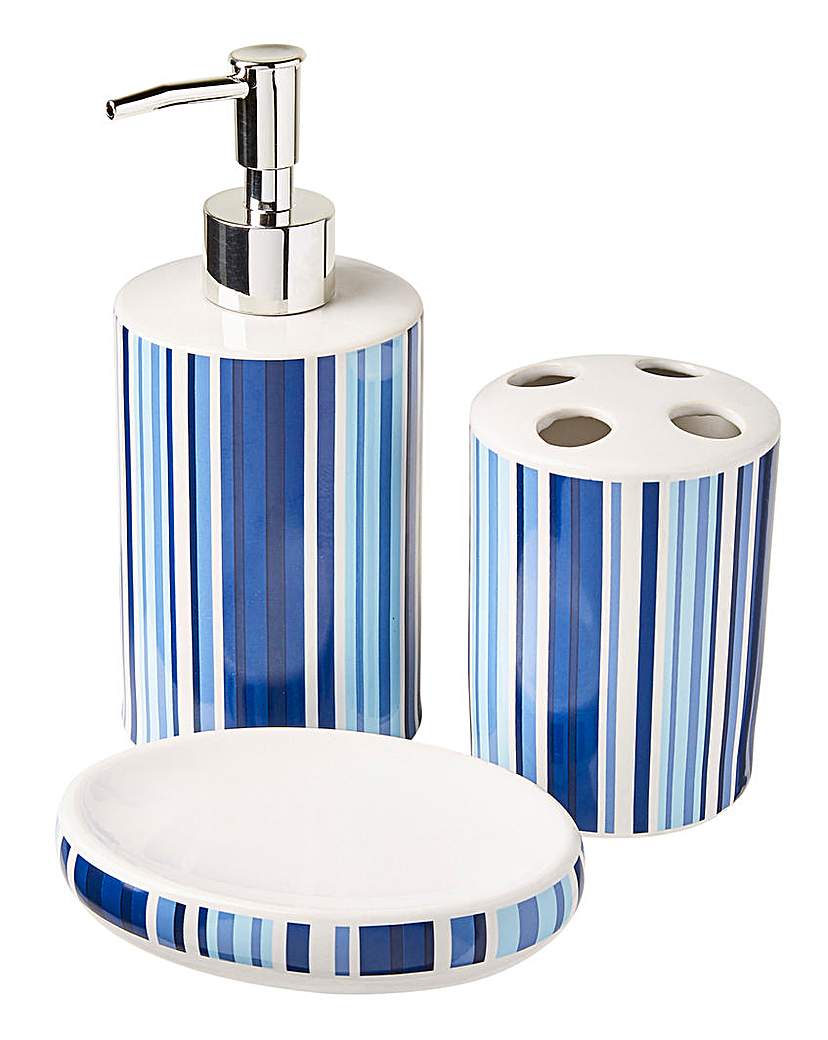 Oslo Stripe Ceramic 3Piece Accessory Set Oslo Stripe Ceramic 3Piece Accessory Set