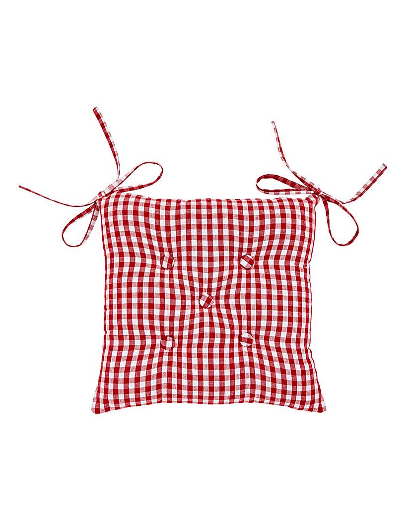 Gingham Check Cotton Seat Pad Red Gingham Check Cotton Seat Pad Red