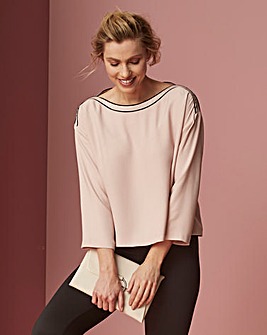 Blush Boat Neck Blouse With Split Back
