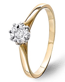 9ct Gold Diamond Illusion Ring