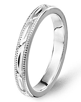 Silver Ladies Diamond Cut Wedding Band